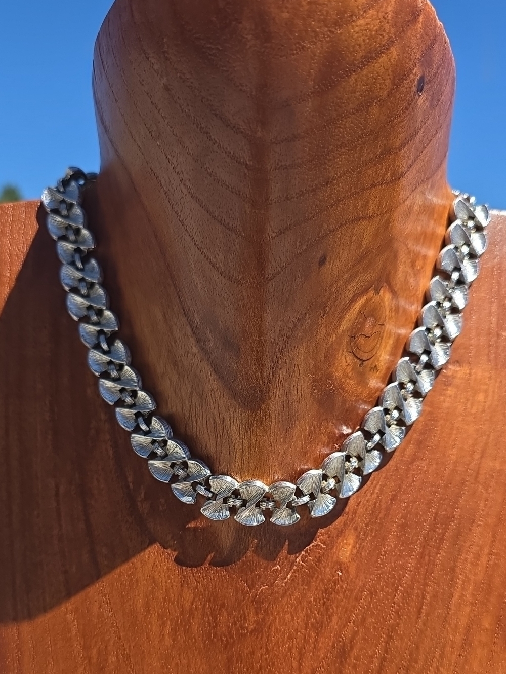 Vintage Monet Silver Textured Cuban Link Necklace - Women Jewelry